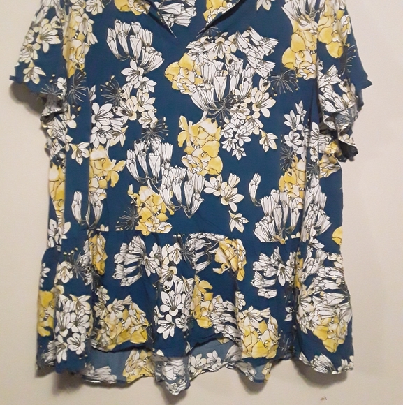 d/c Jean's Women's Plus Size Floral Vneck Blouse - Picture 3 of 12